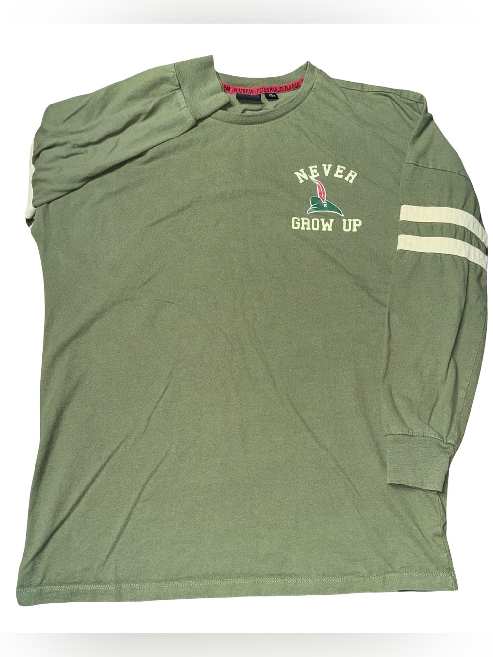 Disney Peter Pan Never Land Hype Spirit Jersey Long Sleeve Shirt Green Small - Picture 8 of 12